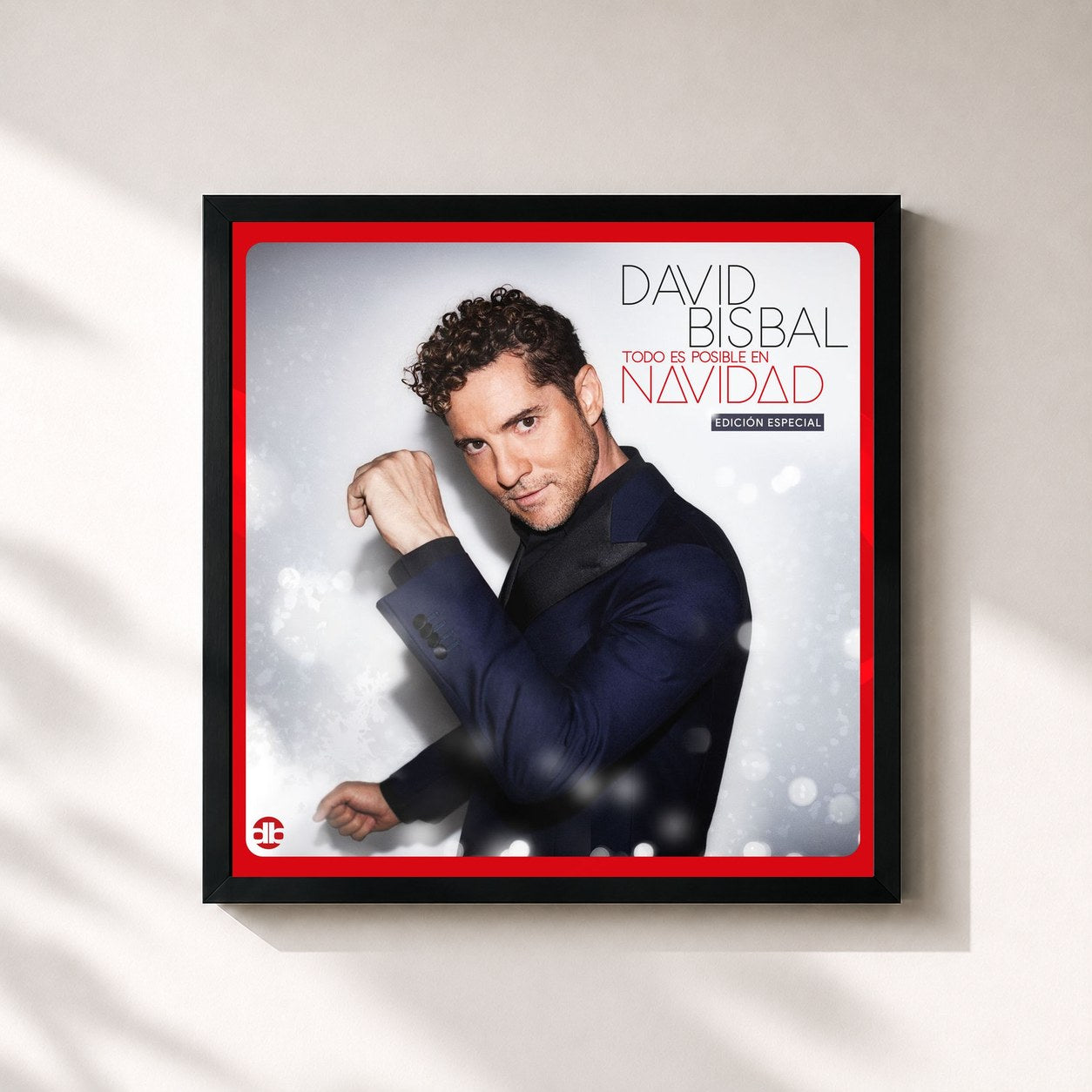 #noir Tableau carré de l'album Todo Es Posible En Navidad (Edición Especial) de David Bisbal, cadre noir 32x32 cm