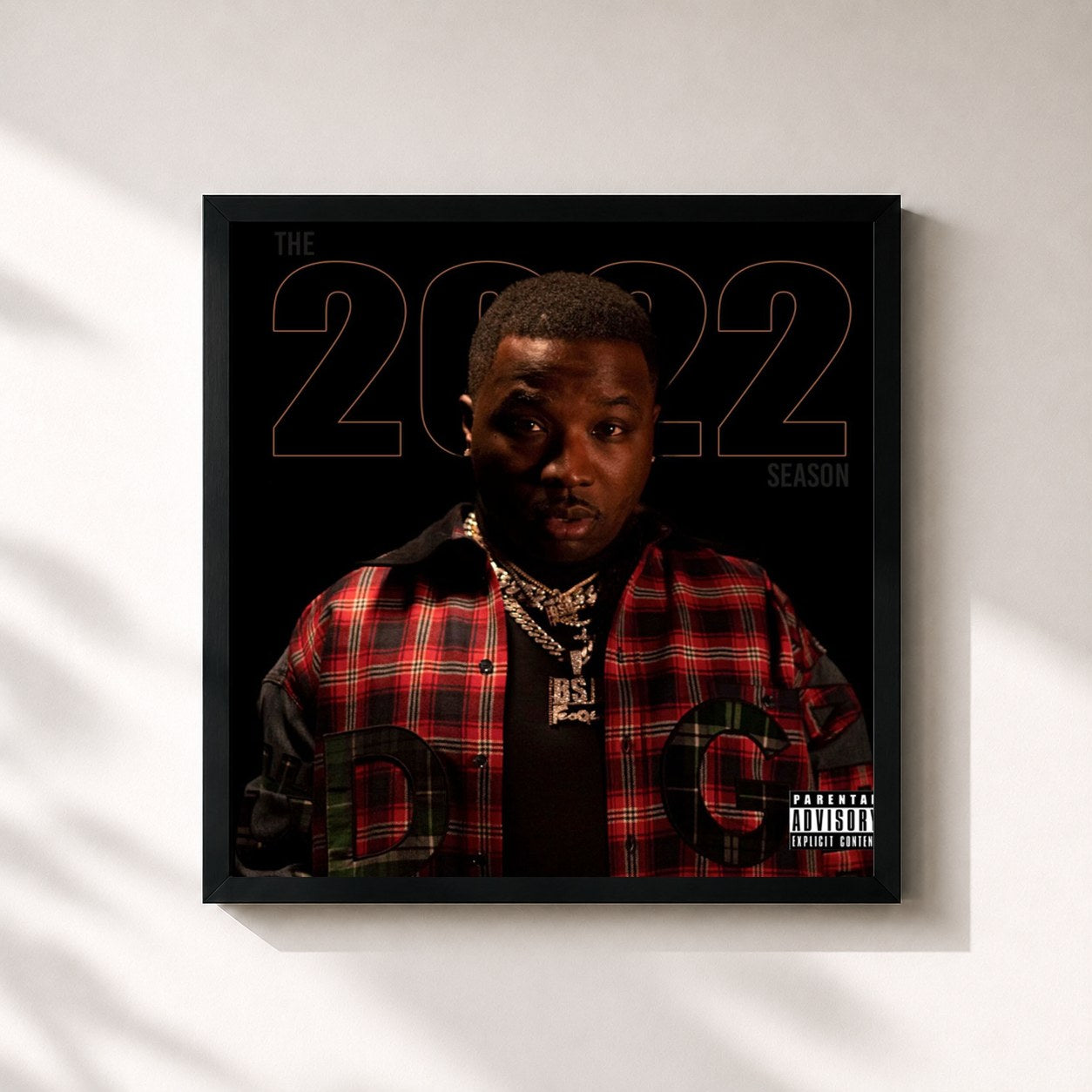 #noir Tableau carré de l'album The 2022 Season de Troy Ave, cadre noir 32x32 cm