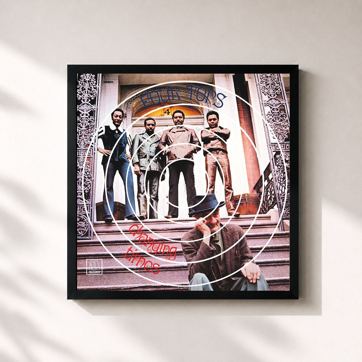 #noir Tableau carré de l'album Changing Times de Four Tops, cadre noir 32x32 cm