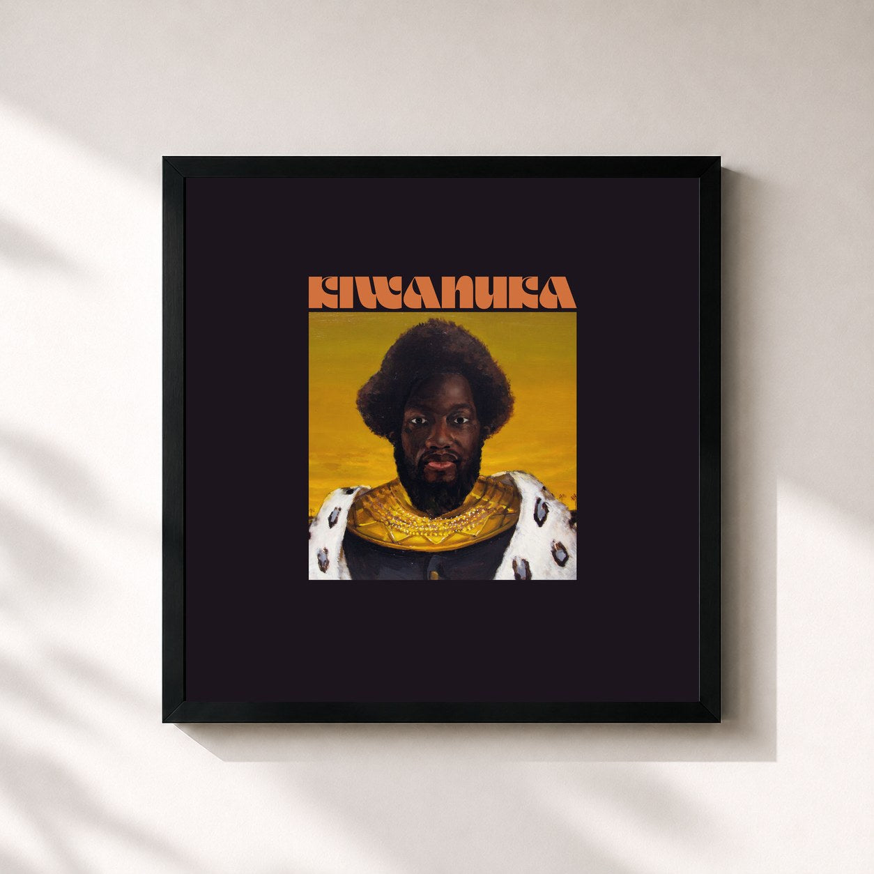 #noir Tableau carré de l'album KIWANUKA de Michael Kiwanuka, cadre noir 32x32 cm