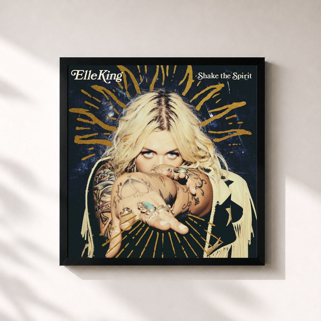 #noir Tableau carré de l'album Shake The Spirit de Elle King, cadre noir 32x32 cm