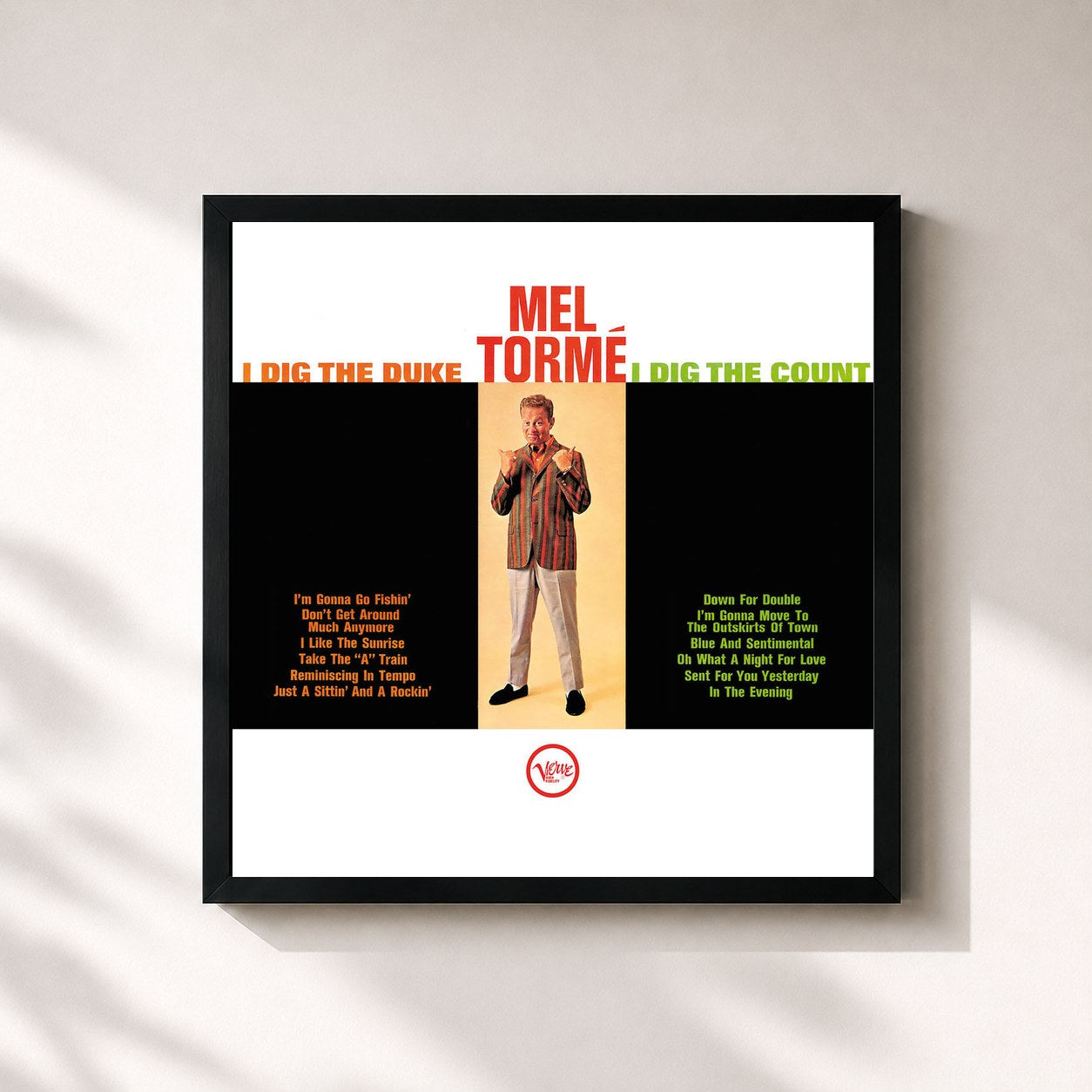 #noir Tableau carré de l'album I Dig The Duke, I Dig The Count de Mel Tormé, cadre noir 32x32 cm
