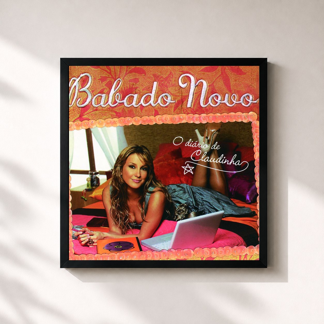 #noir Tableau carré de l'album Babado Novo / O Diário de Claudinha de Babado Novo, cadre noir 32x32 cm