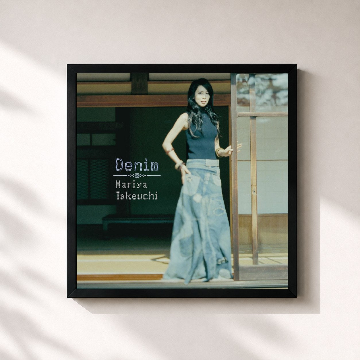 #noir Tableau carré de l'album Denim de Mariya Takeuchi, cadre noir 32x32 cm