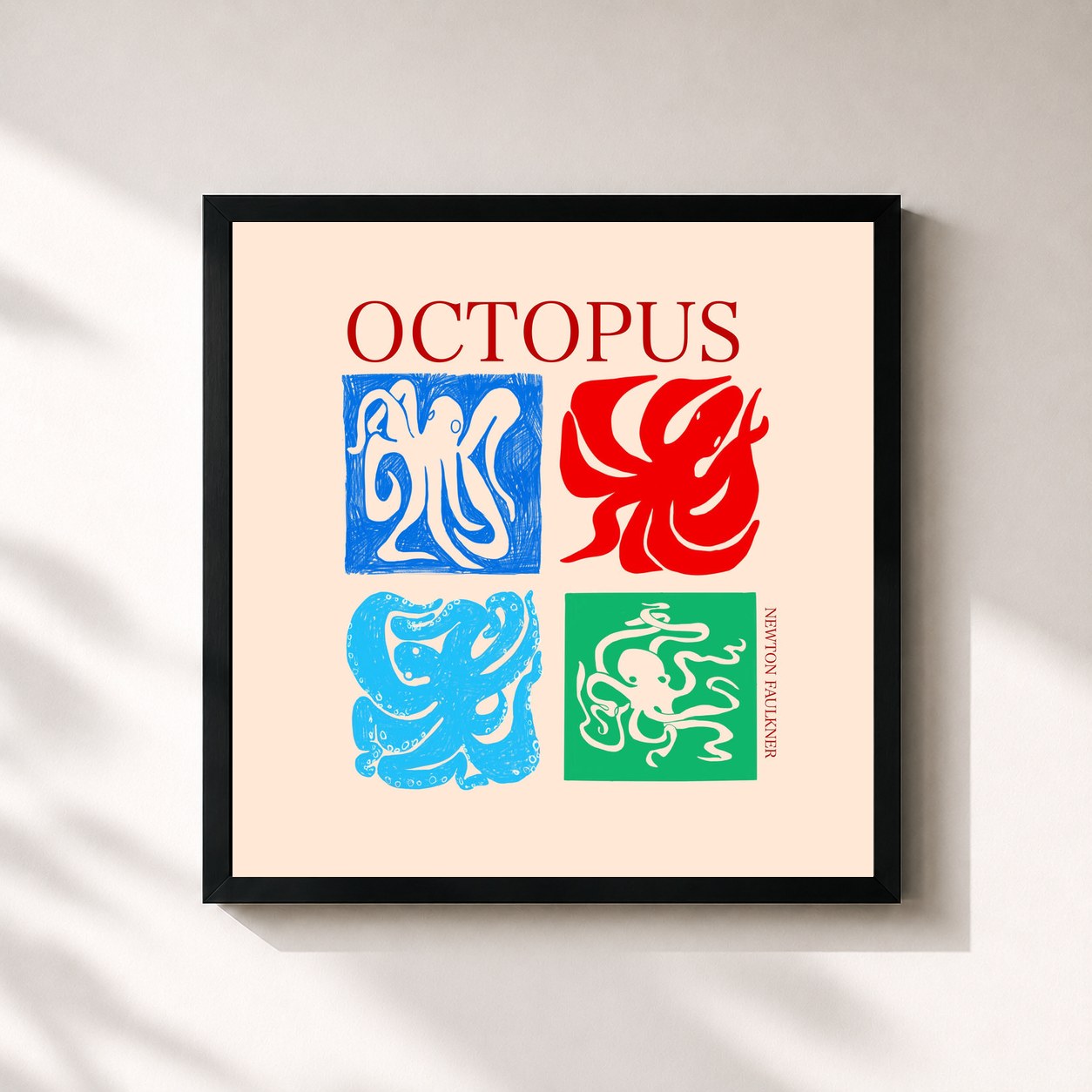 #noir Tableau carré de l'album OCTOPUS de Newton Faulkner, cadre noir 32x32 cm