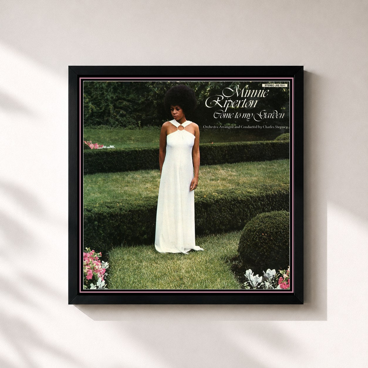 #noir Tableau carré de l'album Come To My Garden de Minnie Riperton, cadre noir 32x32 cm