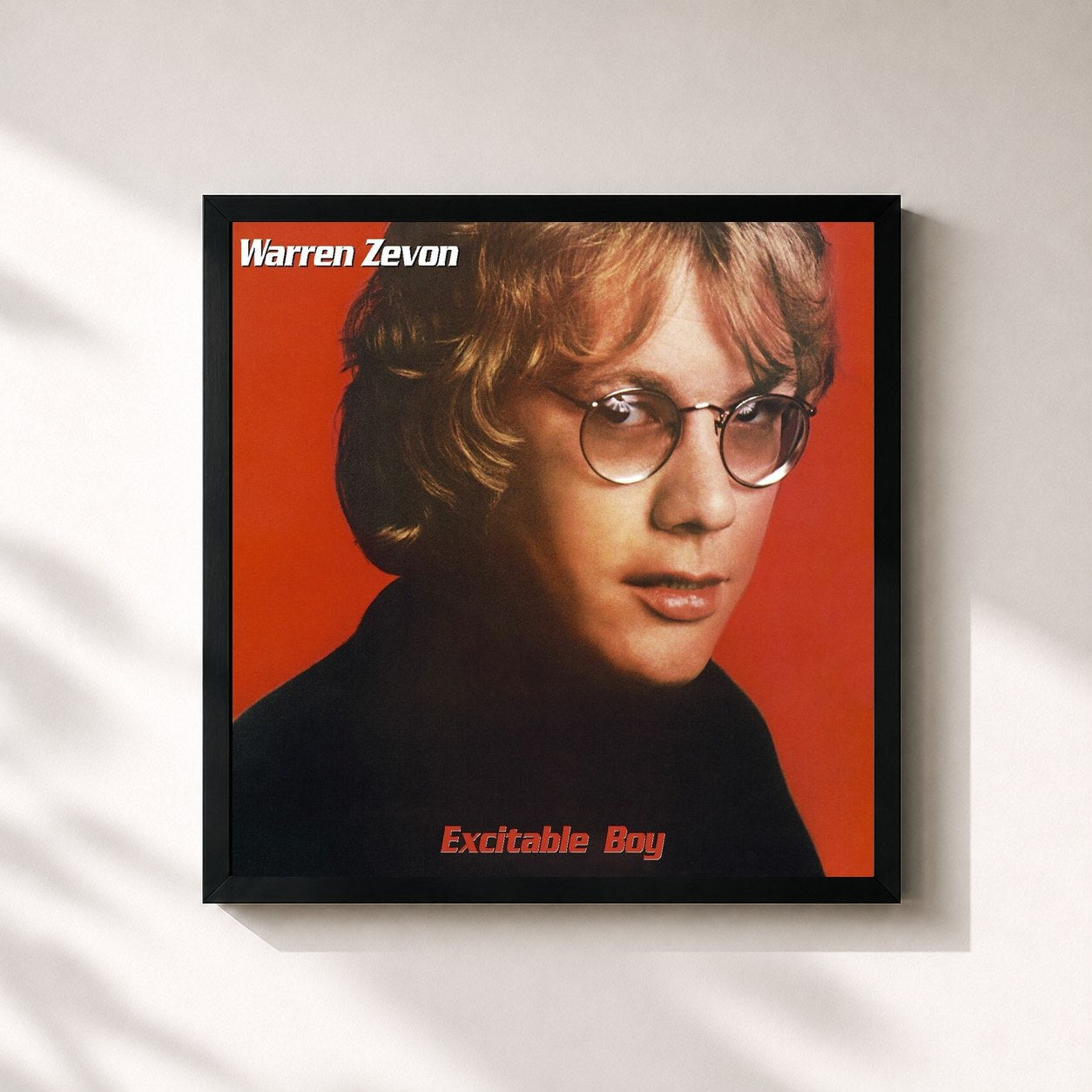 #noir Tableau carré de l'album Excitable Boy de Warren Zevon, cadre noir 32x32 cm