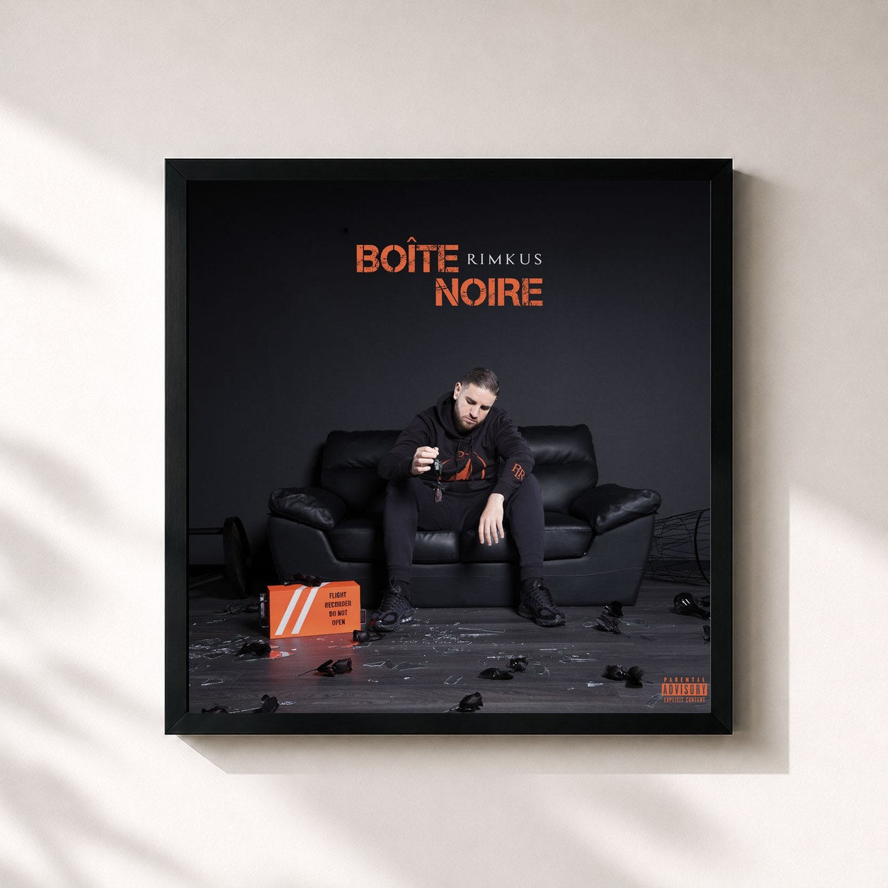#noir Tableau carré de l'album Boîte Noire de Rimkus, cadre noir 32x32 cm