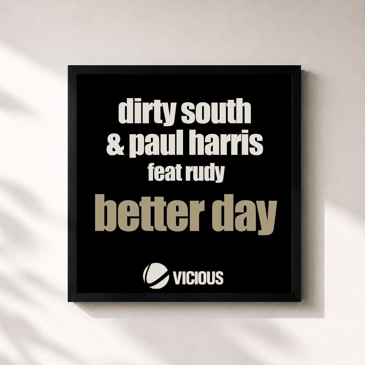 #noir Tableau carré de l'album Better Day de Dirty South, cadre noir 32x32 cm