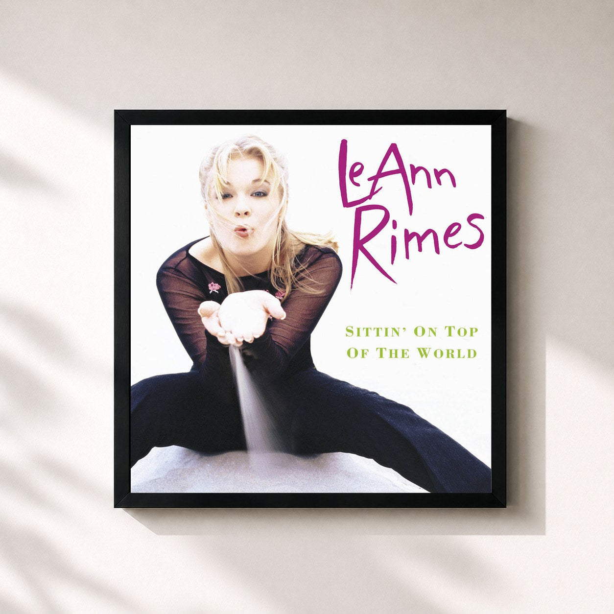 #noir Tableau carré de l'album Sittin' On Top Of The World de LeAnn Rimes, cadre noir 32x32 cm