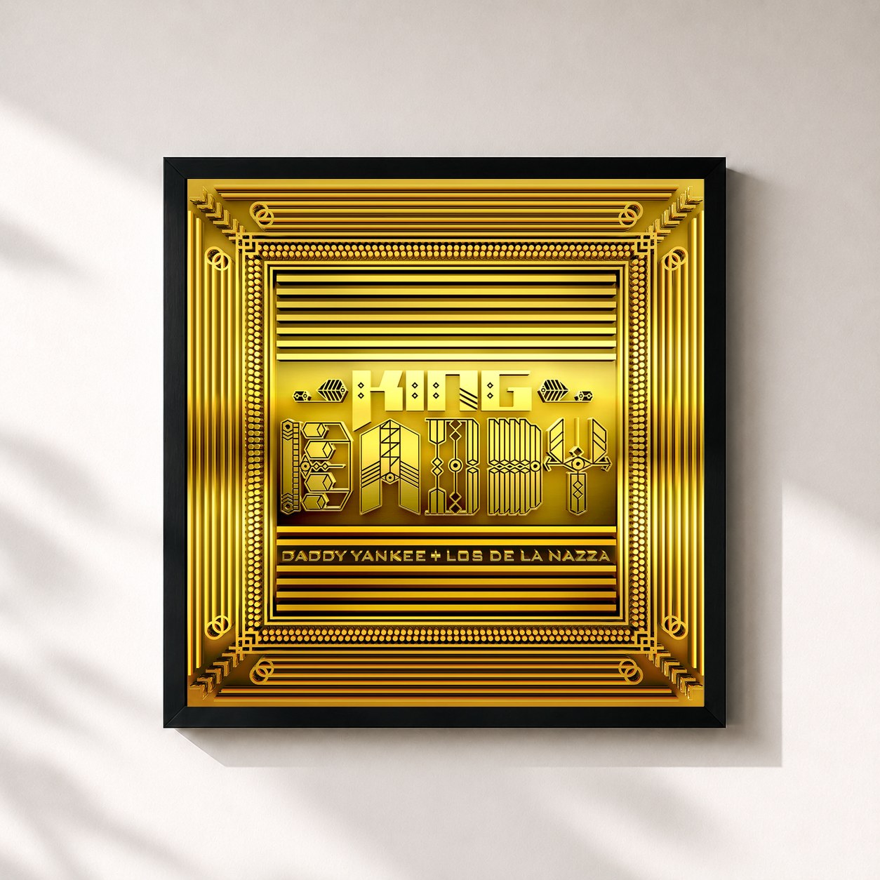 #noir Tableau carré de l'album King Daddy de Daddy Yankee, cadre noir 32x32 cm