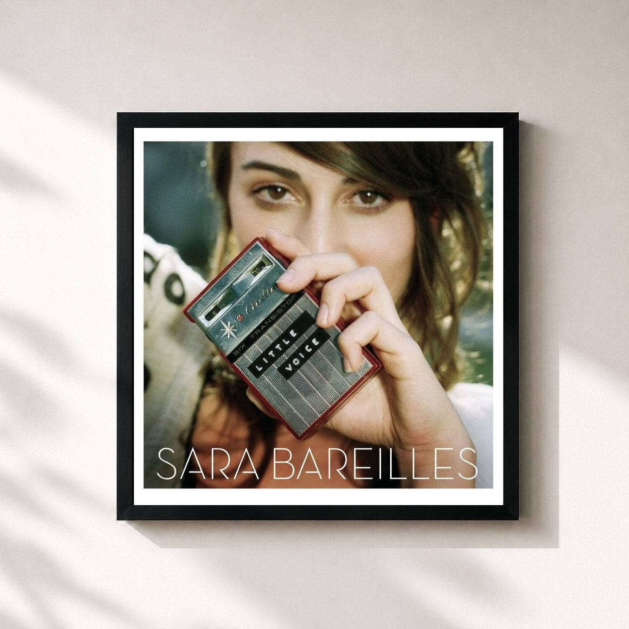 #noir Tableau carré de l'album Little Voice de Sara Bareilles, cadre noir 32x32 cm
