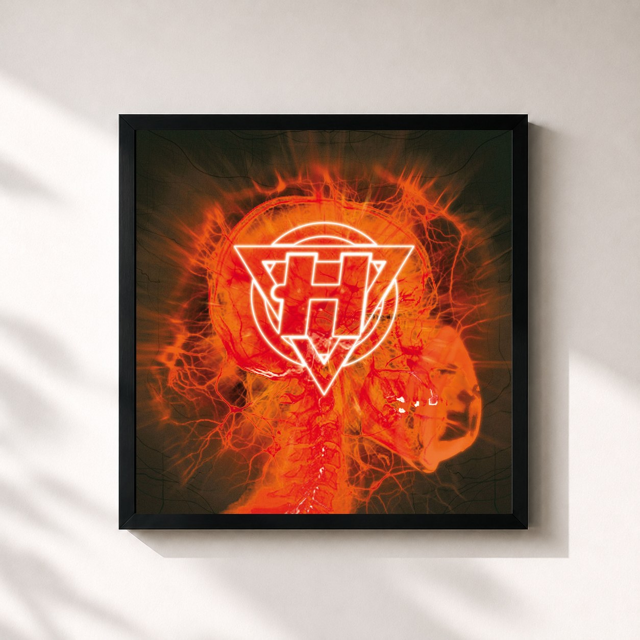 #noir Tableau carré de l'album The Mindsweep: Hospitalised de Enter Shikari, cadre noir 32x32 cm