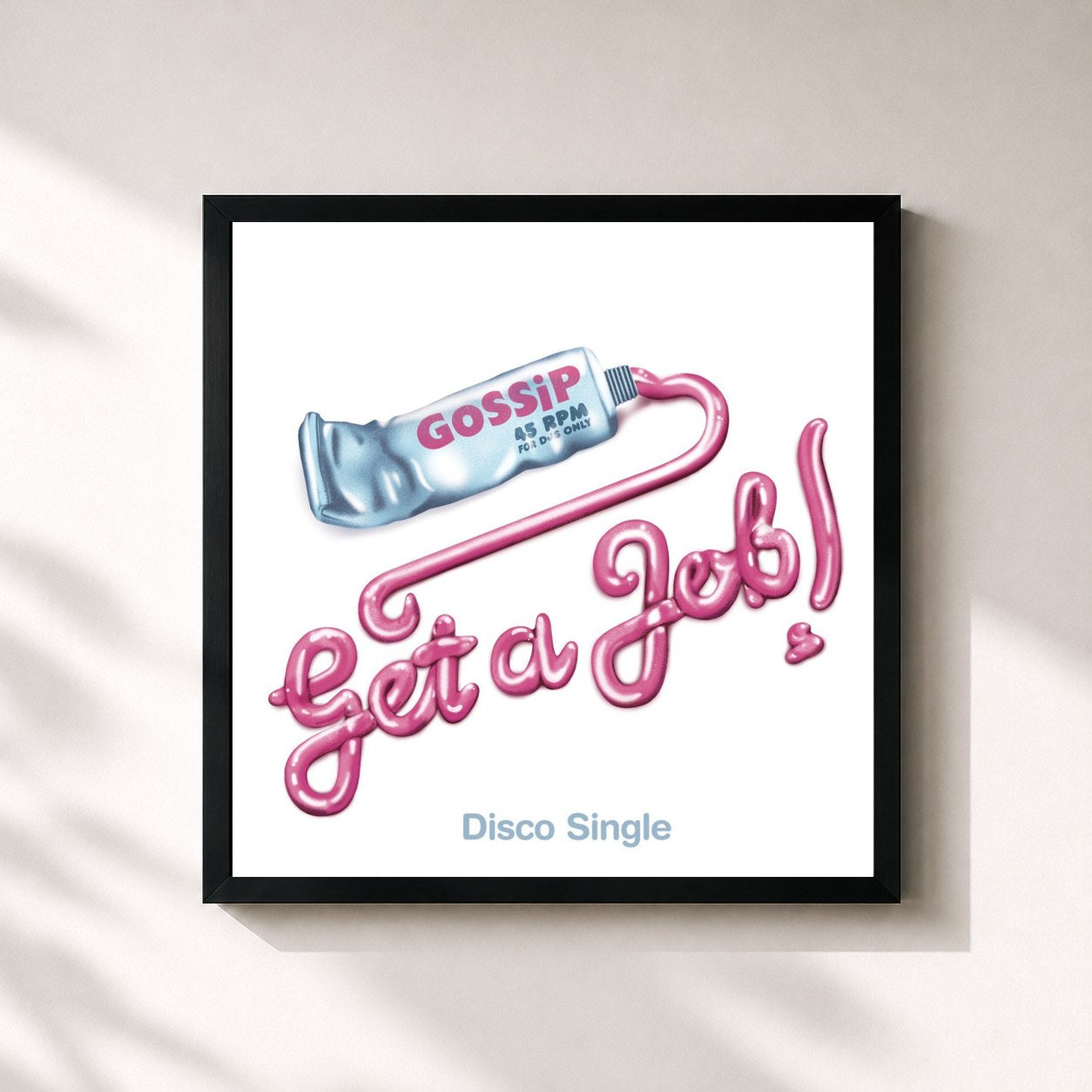 #noir Tableau carré de l'album Get A Job de Gossip, cadre noir 32x32 cm