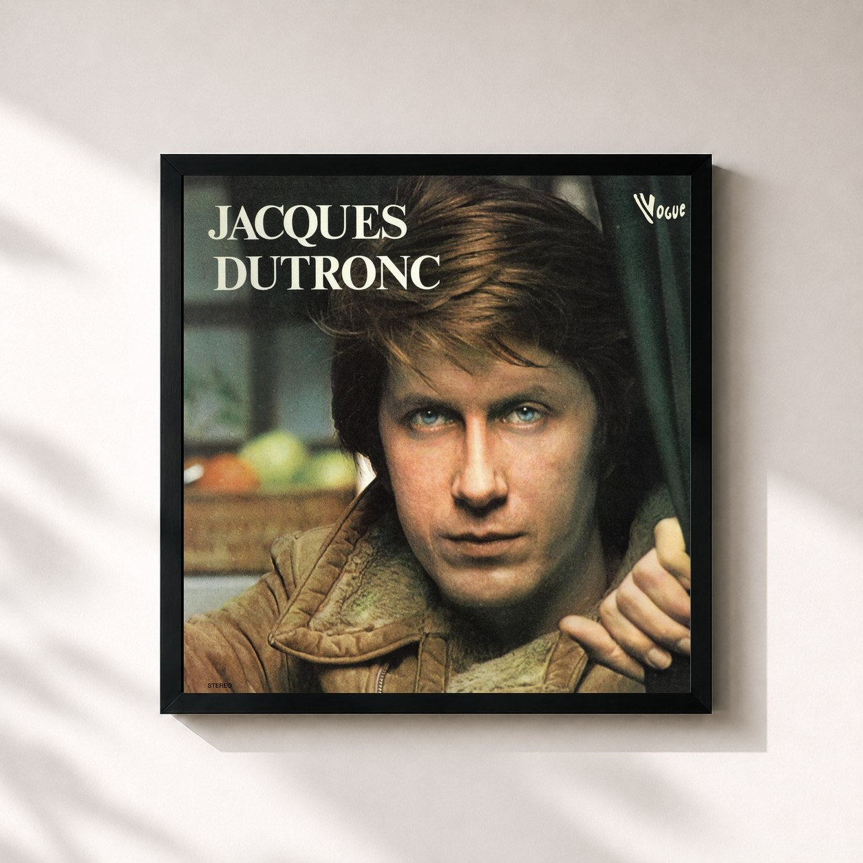 #noir Tableau carré de l'album Gentleman cambrioleur (Remastered) de Jacques Dutronc, cadre noir 32x32 cm