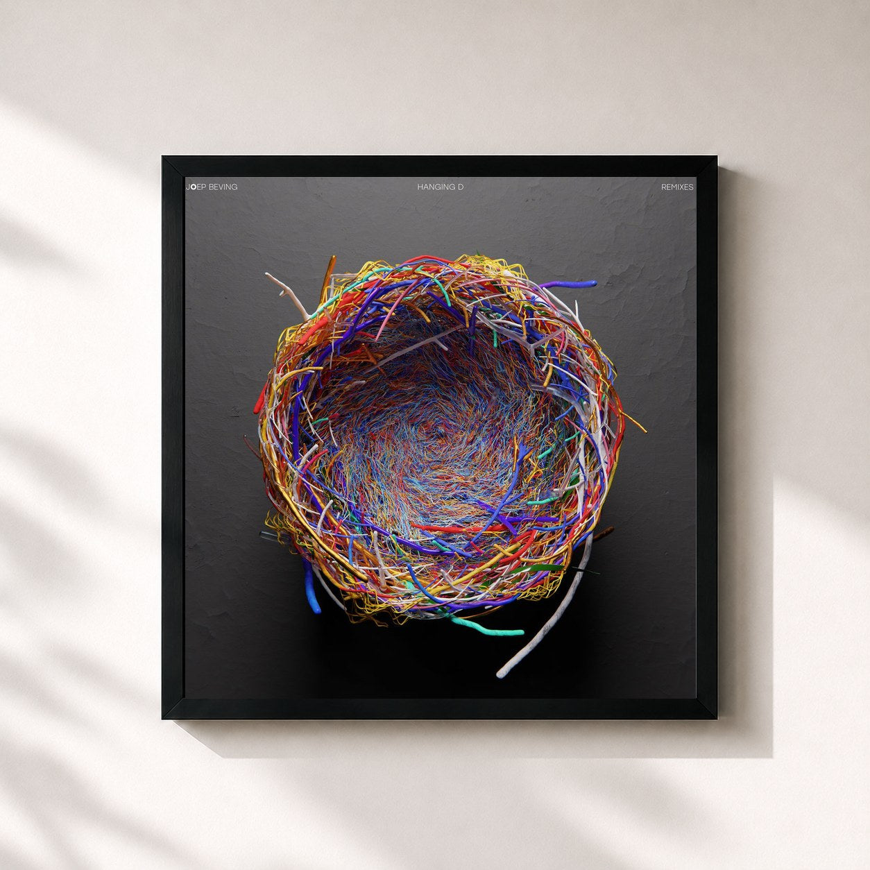 #noir Tableau carré de l'album ZERO (Hanging D Remixes) de Joep Beving, cadre noir 32x32 cm