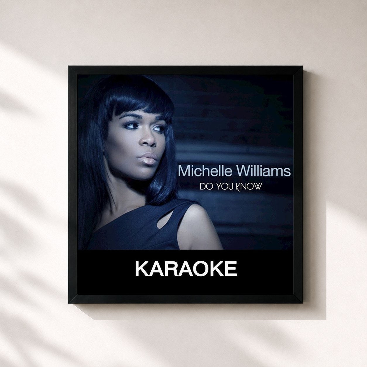 #noir Tableau carré de l'album Do You Know (Karaoke) de Michelle Williams, cadre noir 32x32 cm