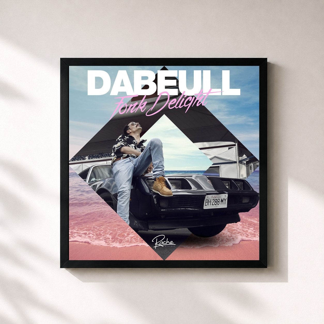 #noir Tableau carré de l'album Fonk Delight de Dabeull, cadre noir 32x32 cm