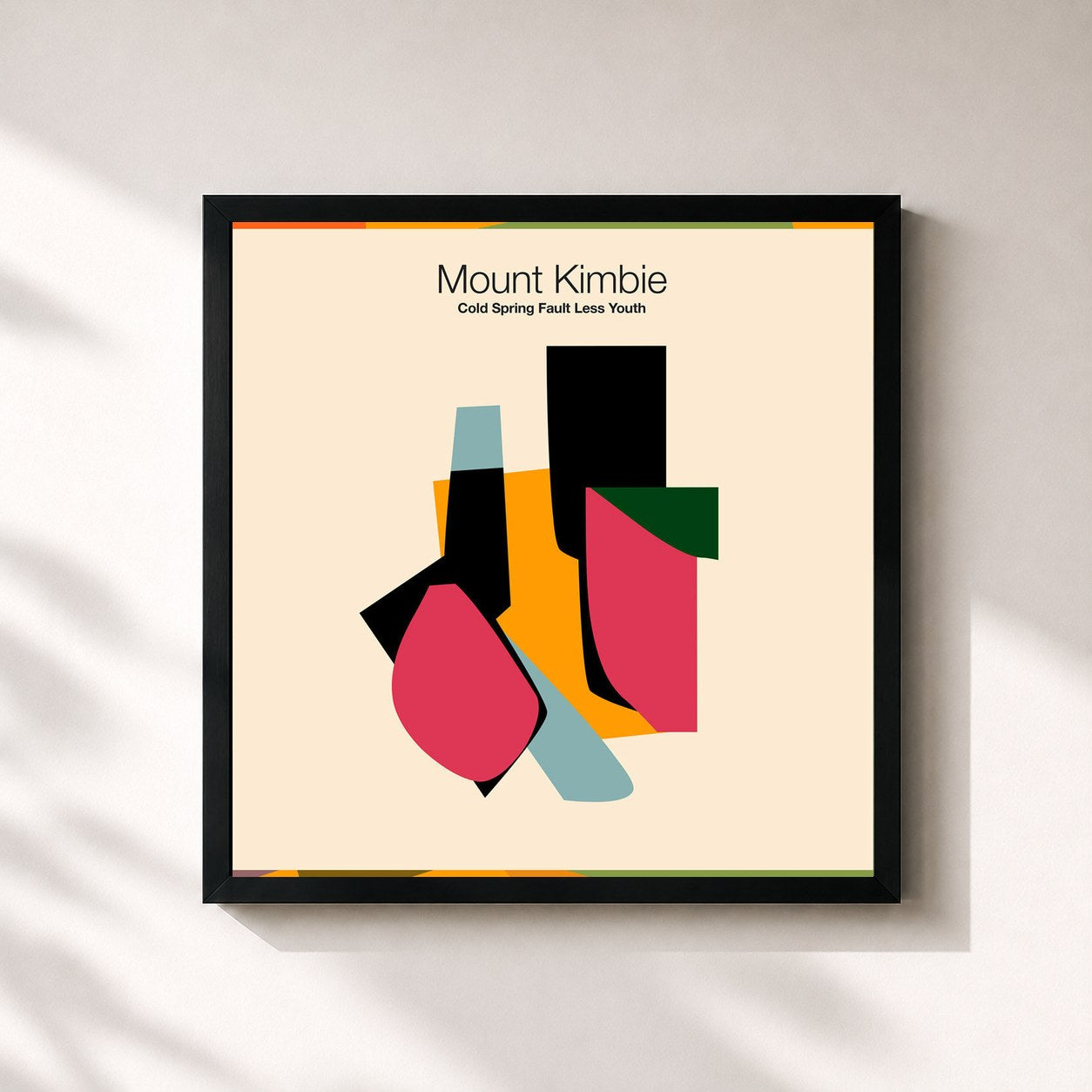 #noir Tableau carré de l'album Cold Spring Fault Less Youth de Mount Kimbie, cadre noir 32x32 cm