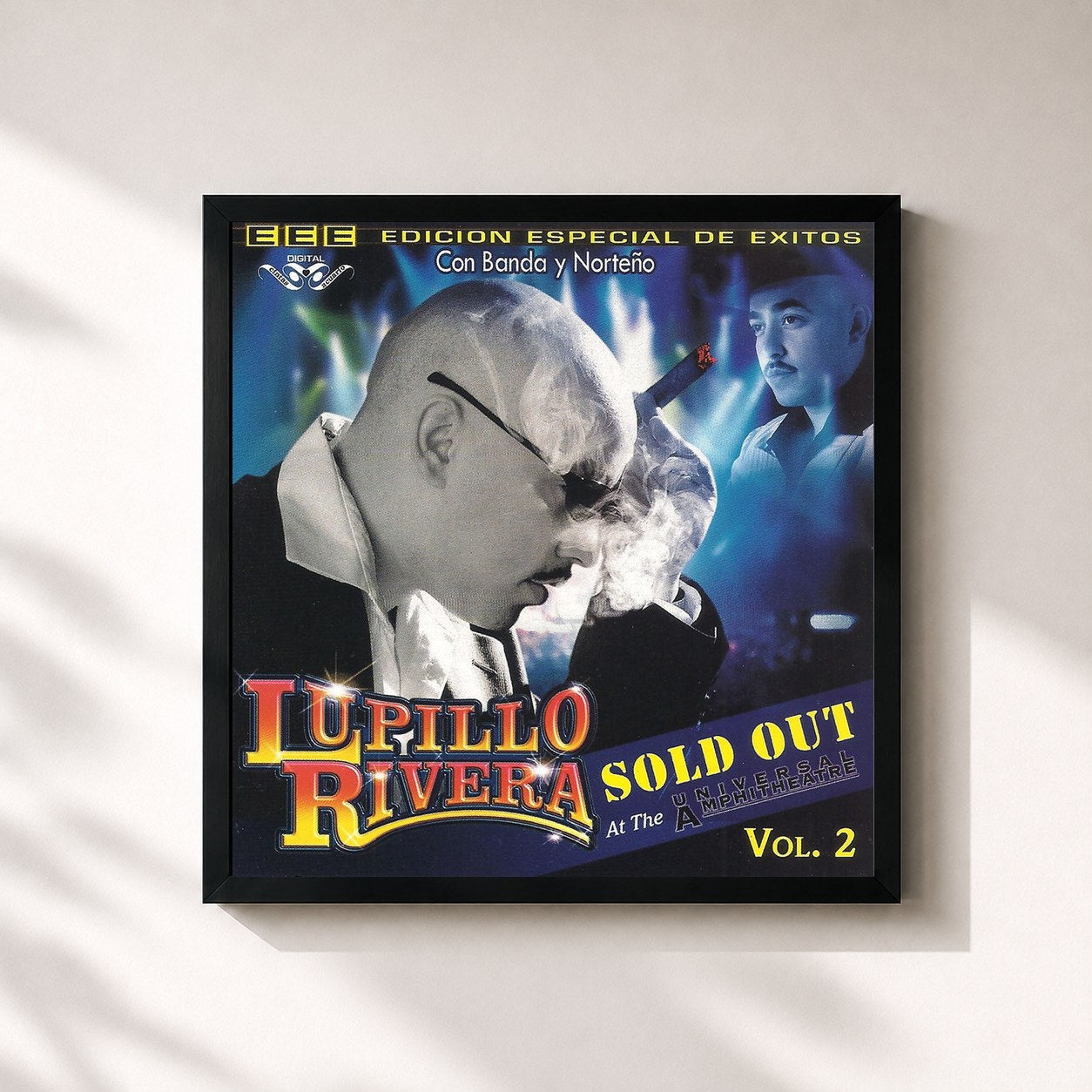 #noir Tableau carré de l'album Sold Out Vol. 2 de Lupillo Rivera, cadre noir 32x32 cm