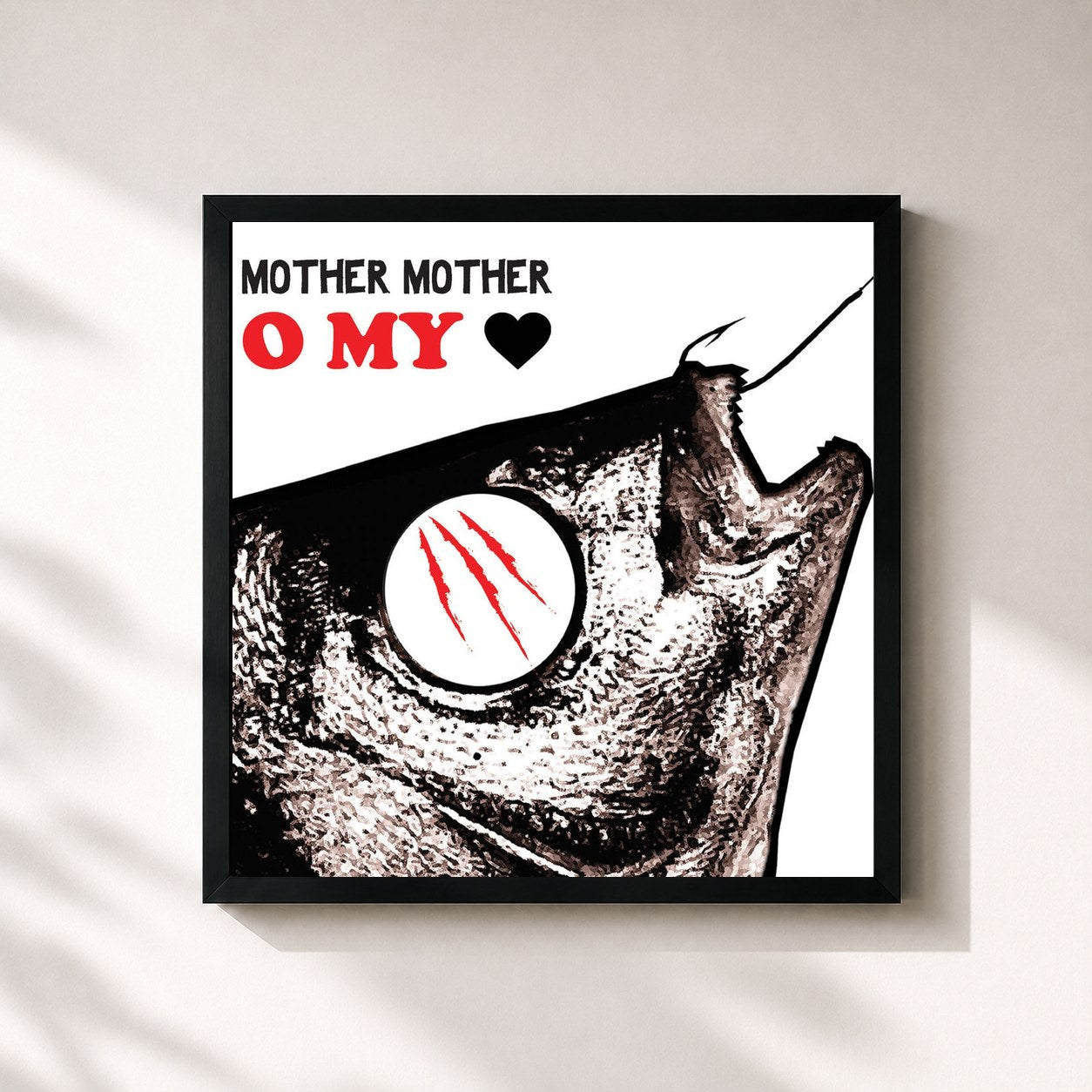 #noir Tableau carré de l'album O My Heart de Mother Mother, cadre noir 32x32 cm