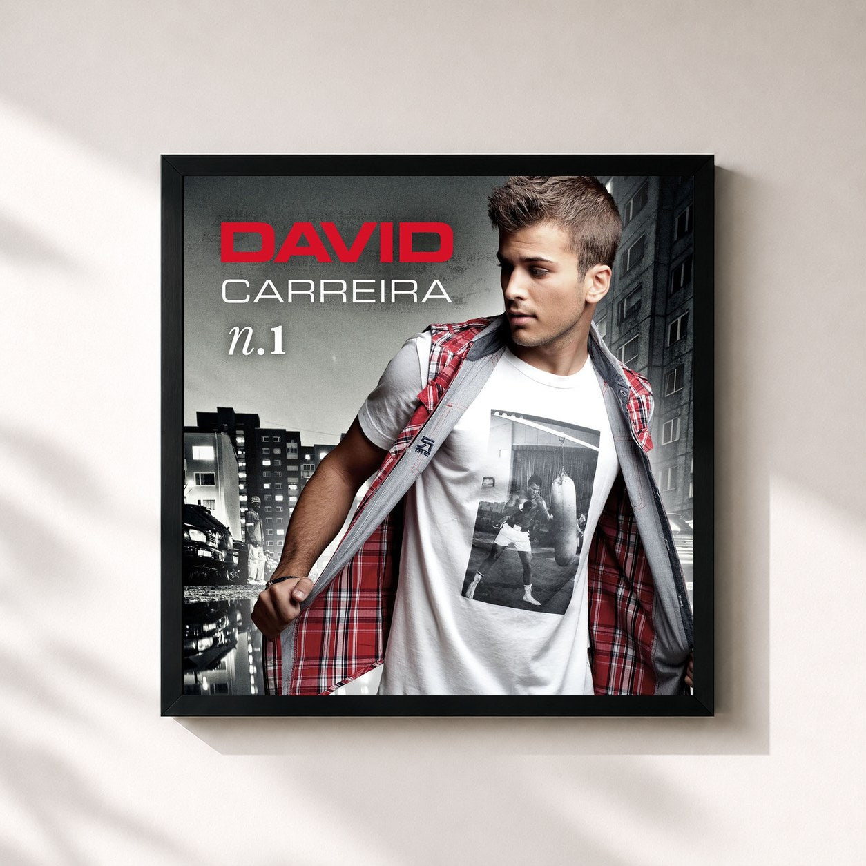 #noir Tableau carré de l'album Nº 1 de David Carreira, cadre noir 32x32 cm
