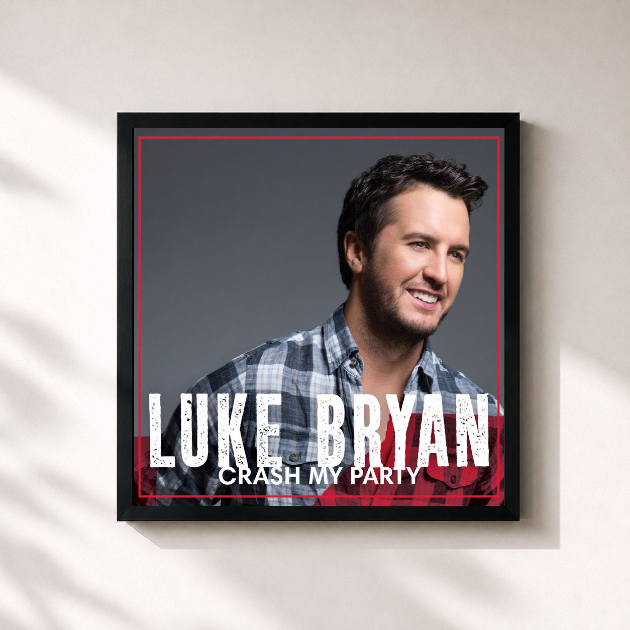 #noir Tableau carré de l'album Crash My Party (International Tour Edition) de Luke Bryan, cadre noir 32x32 cm