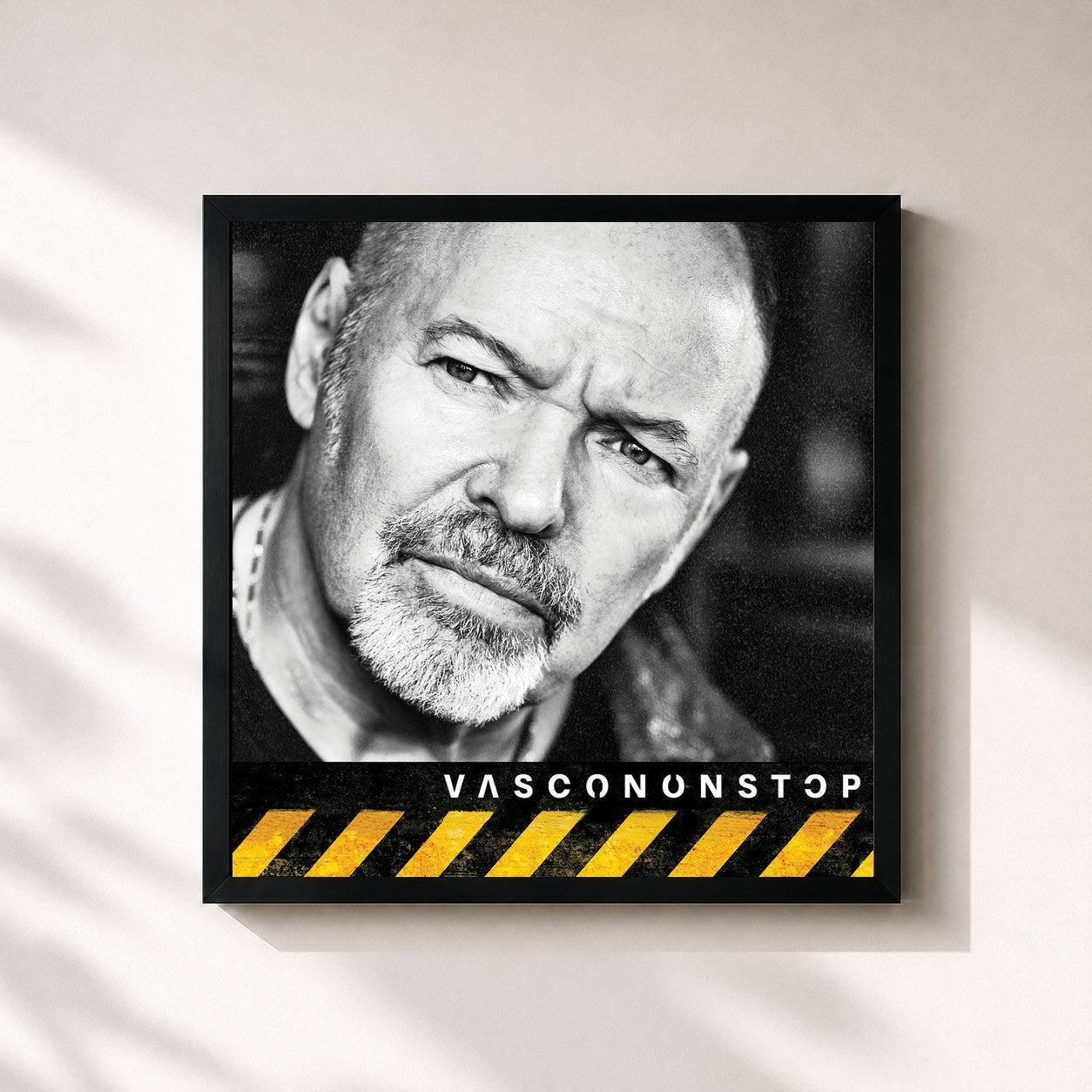 #noir Tableau carré de l'album VASCONONSTOP de Vasco Rossi, cadre noir 32x32 cm