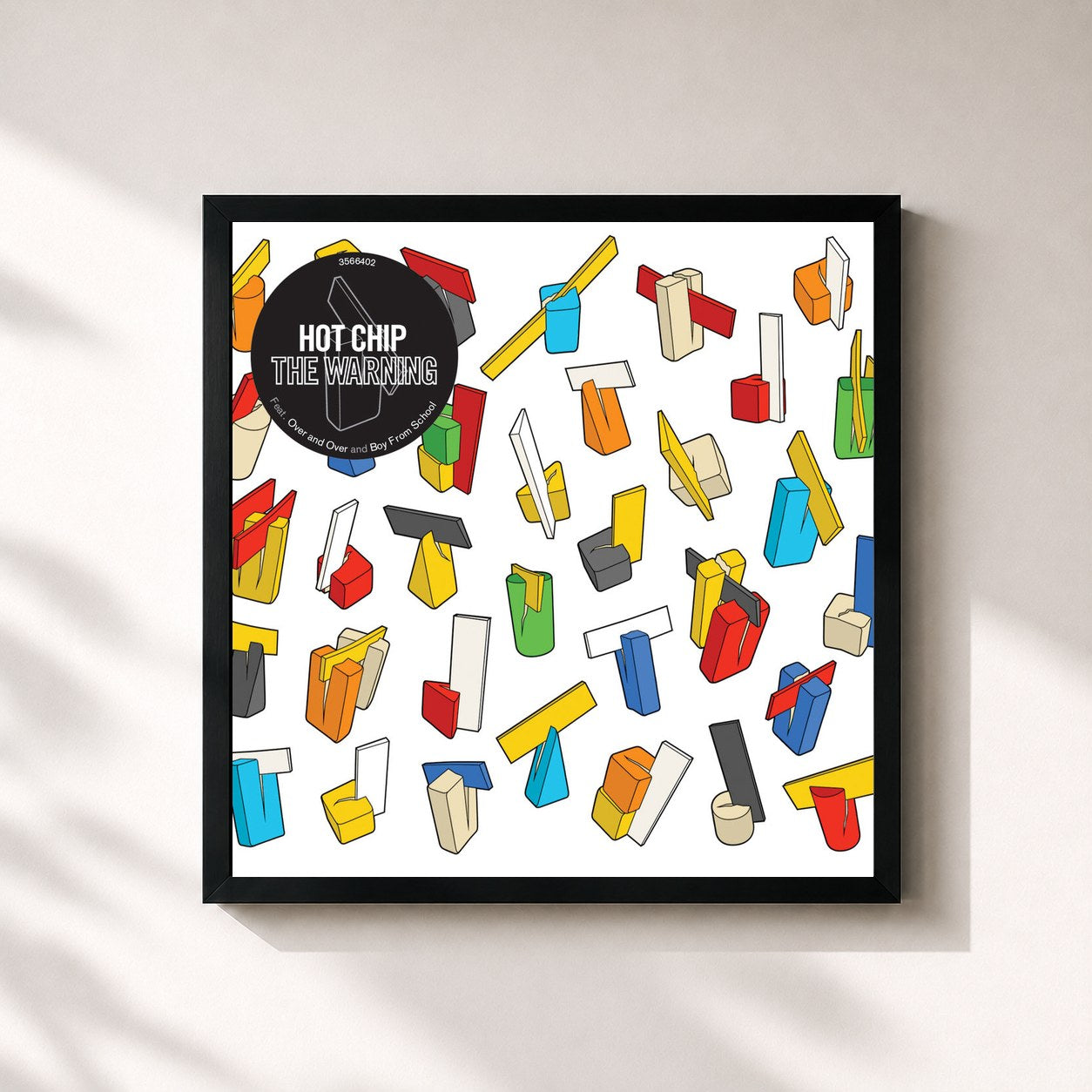 #noir Tableau carré de l'album The Warning de Hot Chip, cadre noir 32x32 cm