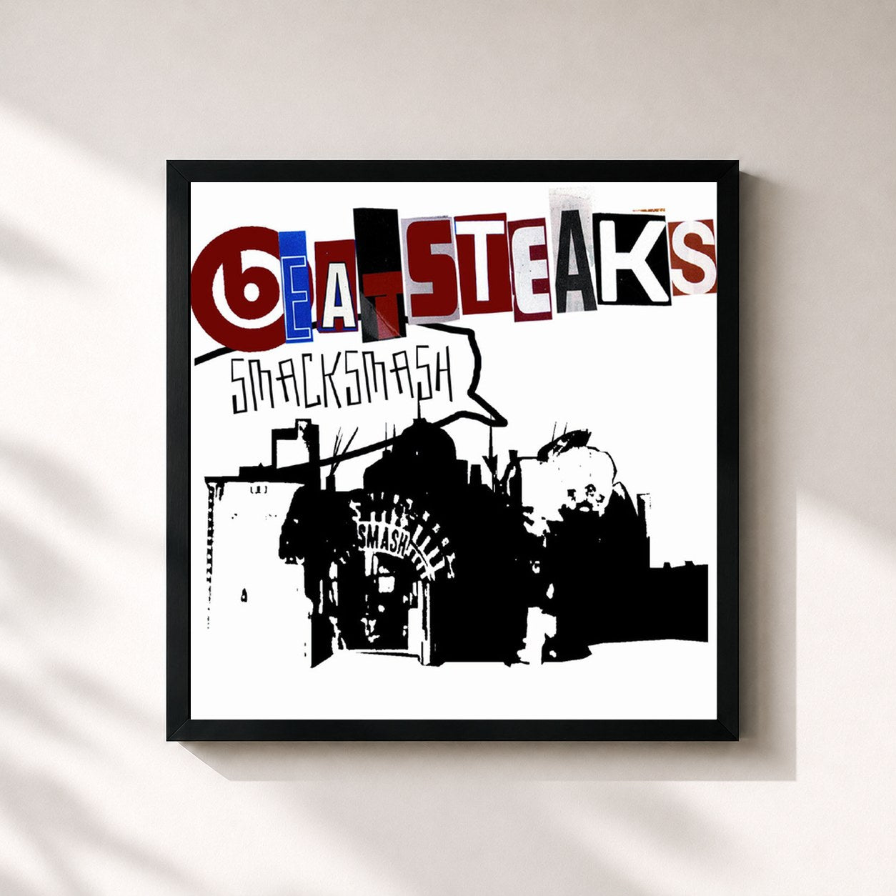 #noir Tableau carré de l'album Smack Smash de Beatsteaks, cadre noir 32x32 cm