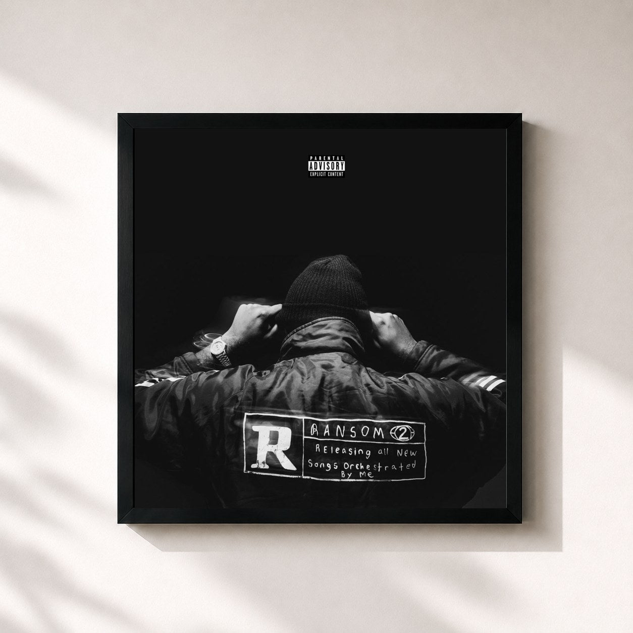 #noir Tableau carré de l'album Ransom 2 de Mike Will Made-It, cadre noir 32x32 cm