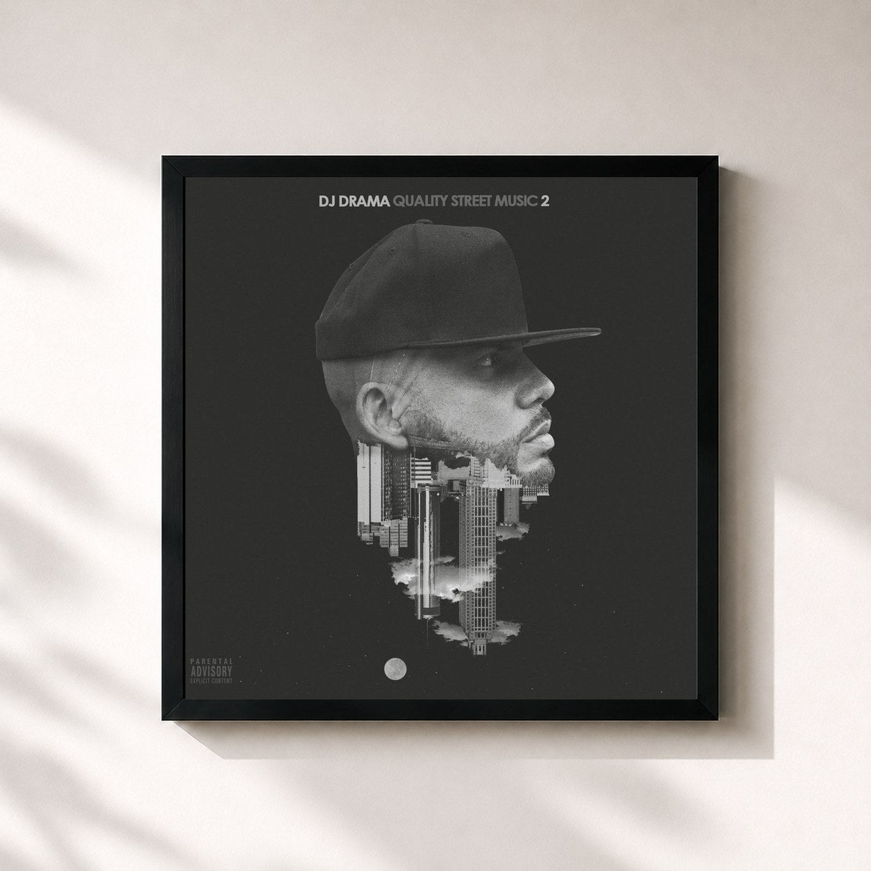 #noir Tableau carré de l'album Quality Street Music 2 de Dj Drama, cadre noir 32x32 cm