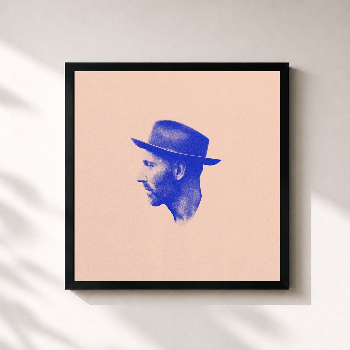 #noir Tableau carré de l'album Hanging by a Heartstring de Mat Kearney, cadre noir 32x32 cm