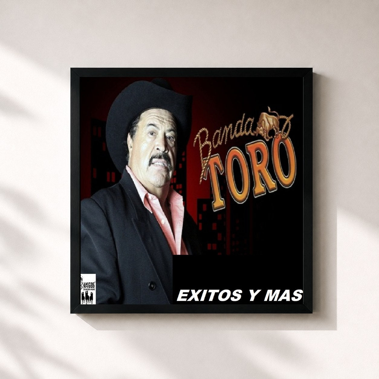 #noir Tableau carré de l'album Exitos Y Mas de Banda Toro, cadre noir 32x32 cm