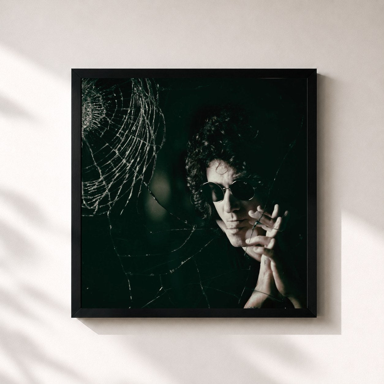#noir Tableau carré de l'album Posible de Bunbury, cadre noir 32x32 cm