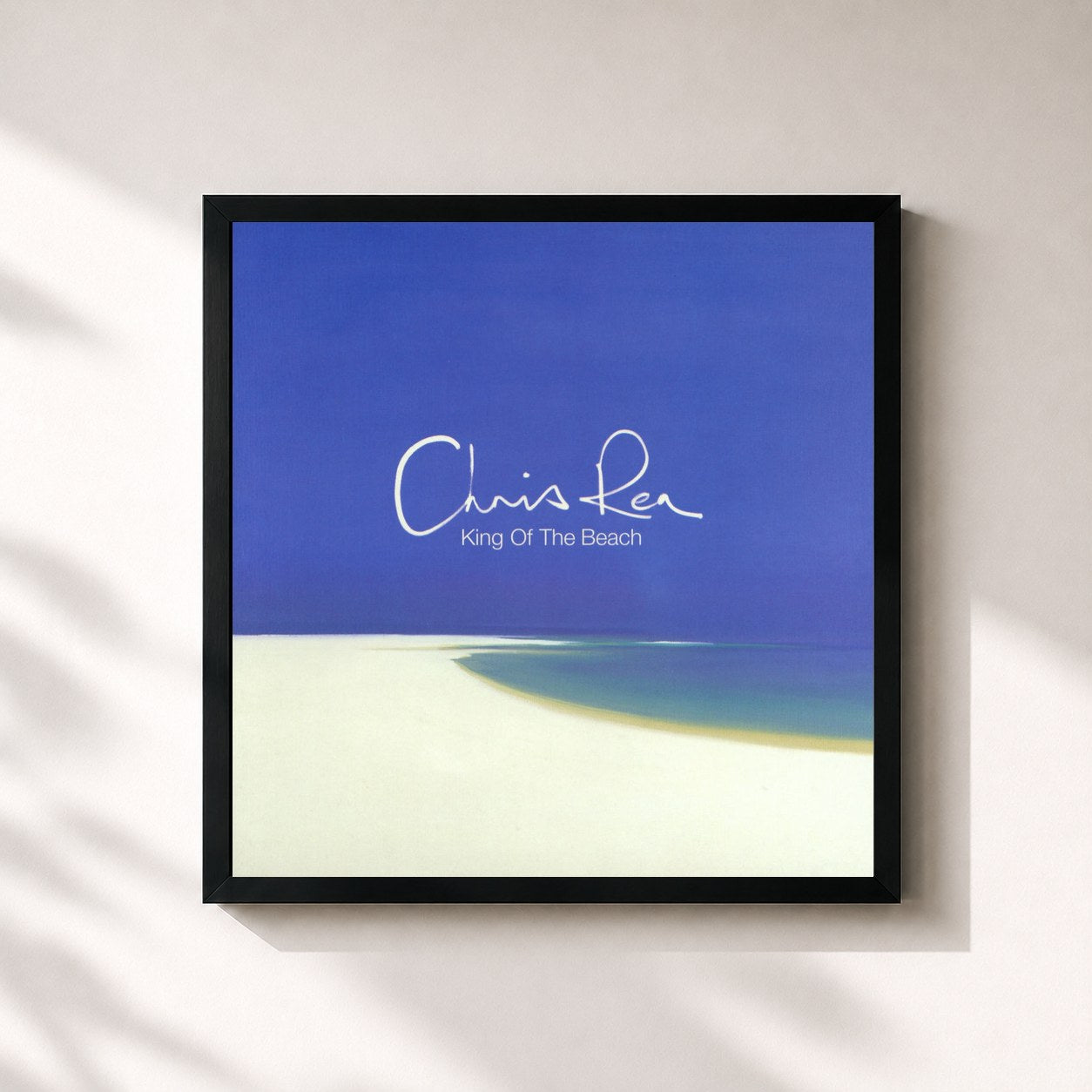 #noir Tableau carré de l'album King of the Beach de Chris Rea, cadre noir 32x32 cm