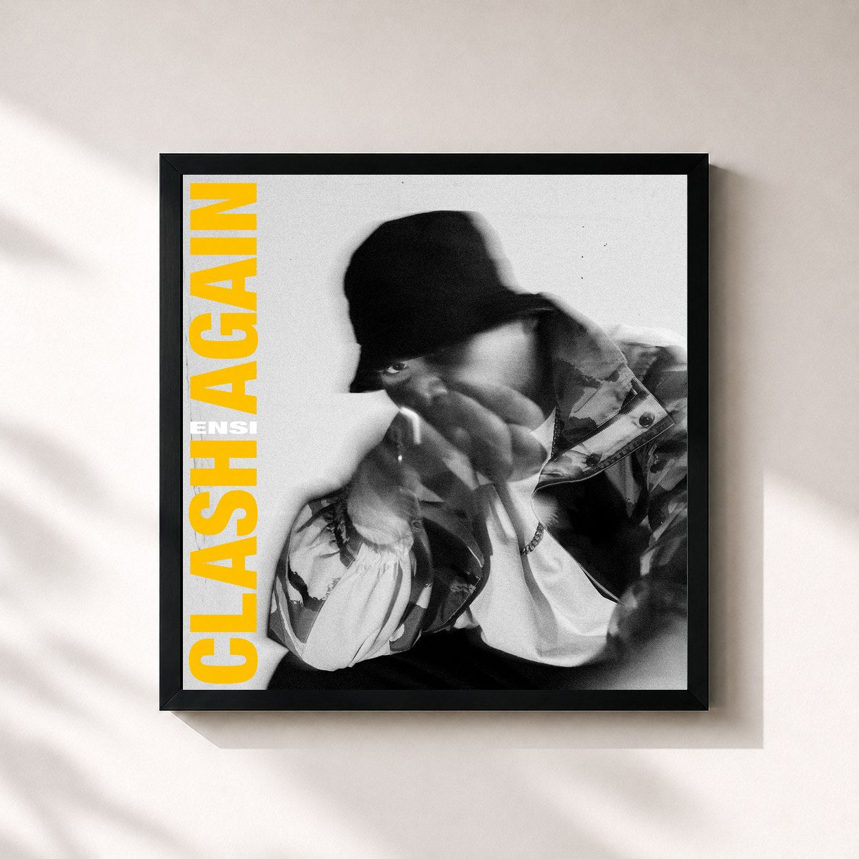 #noir Tableau carré de l'album CLASH AGAIN de Ensi, cadre noir 32x32 cm