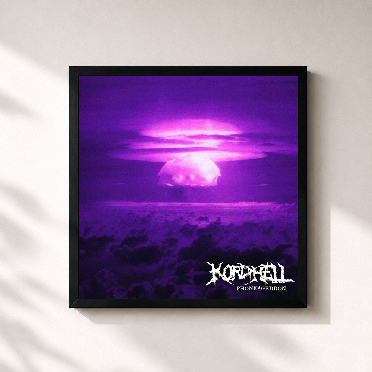 #noir Tableau carré de l'album Phonkageddon de Kordhell, cadre noir 32x32 cm