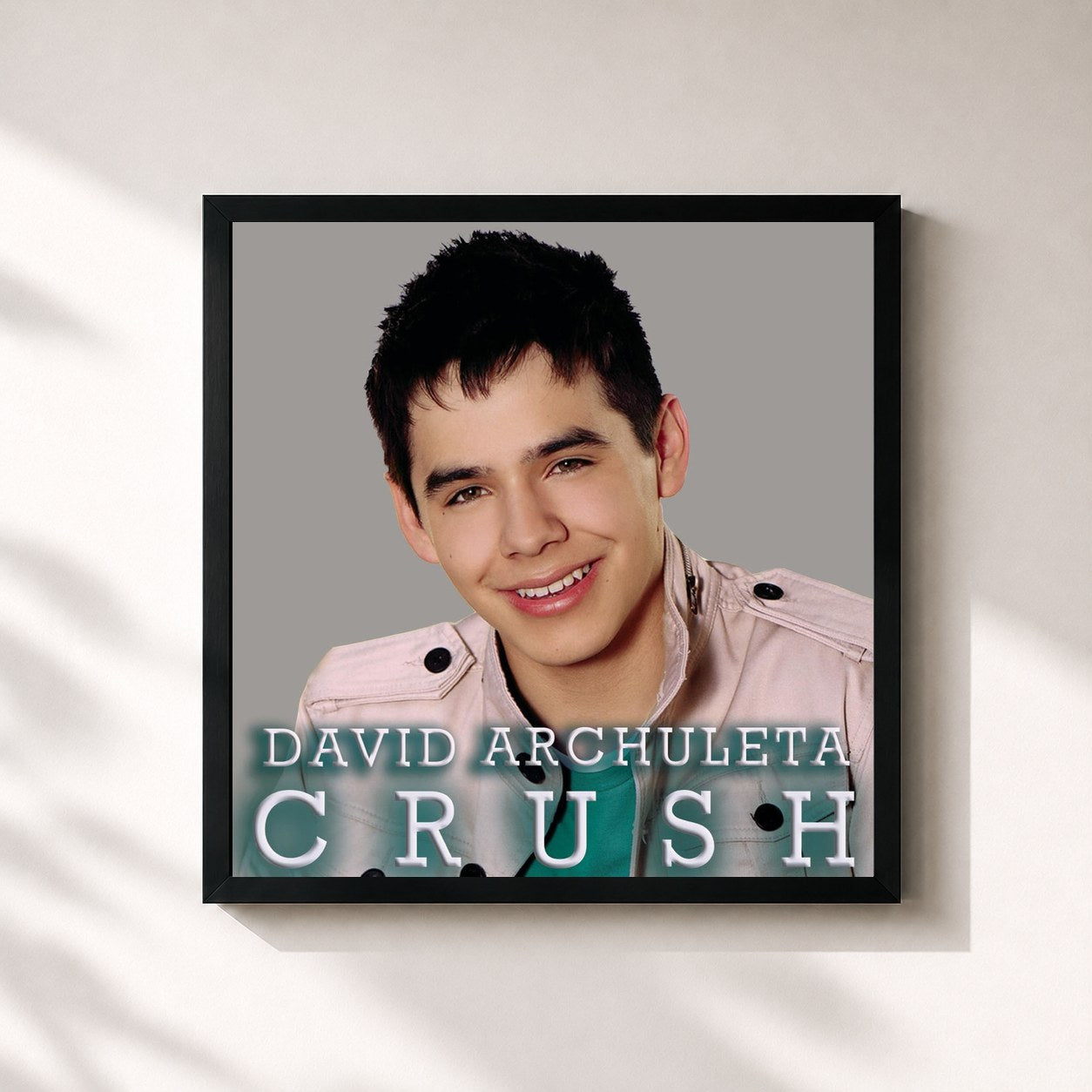 #noir Tableau carré de l'album Crush (Remixes) de David Archuleta, cadre noir 32x32 cm
