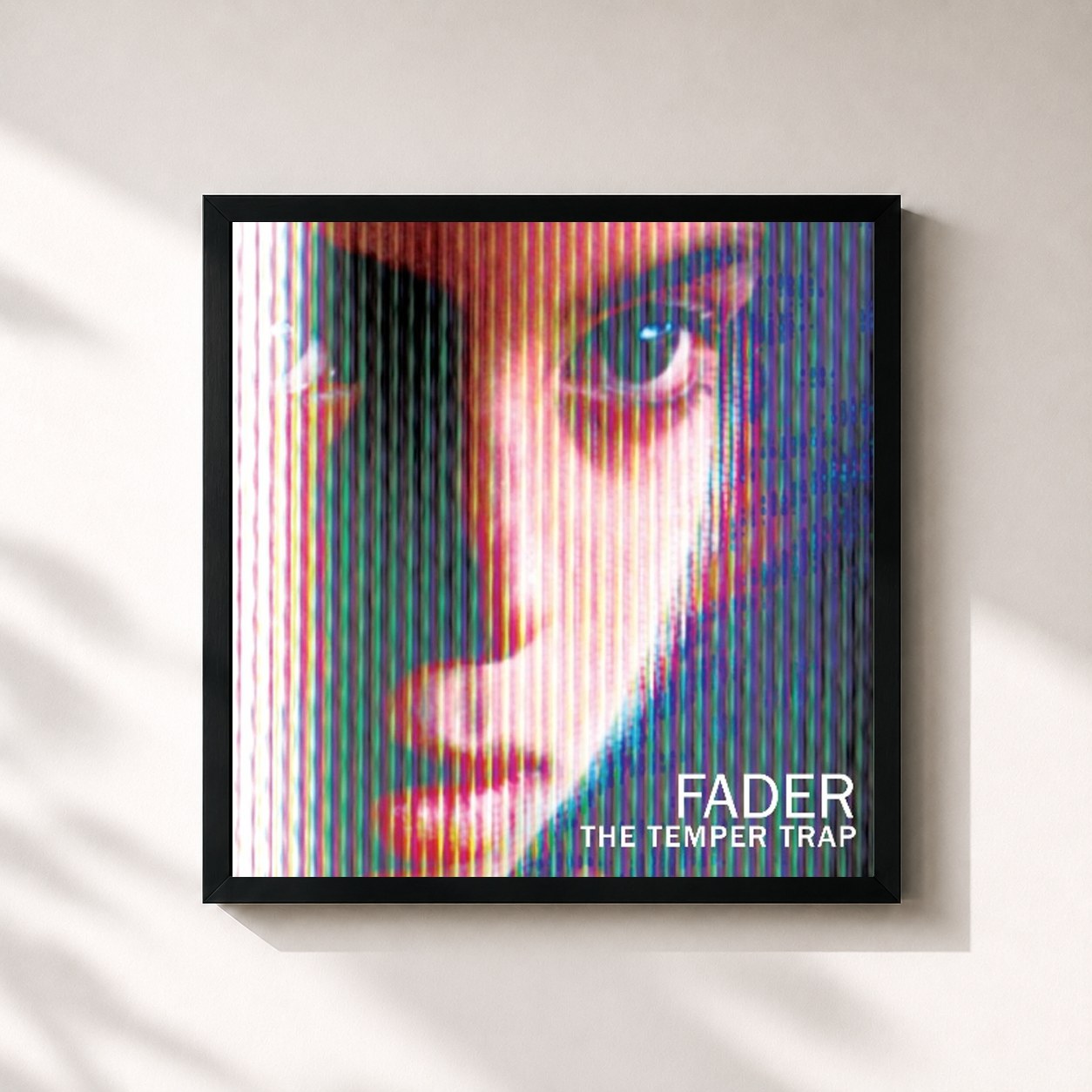 #noir Tableau carré de l'album Fader (Remixes) de The Temper Trap, cadre noir 32x32 cm