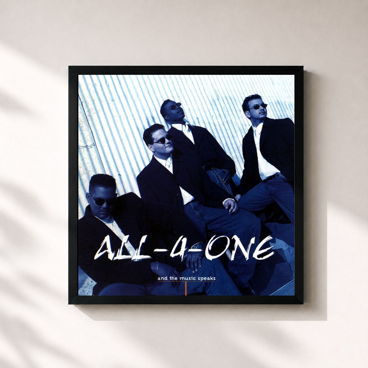 #noir Tableau carré de l'album And the Music Speaks de All-4-One, cadre noir 32x32 cm
