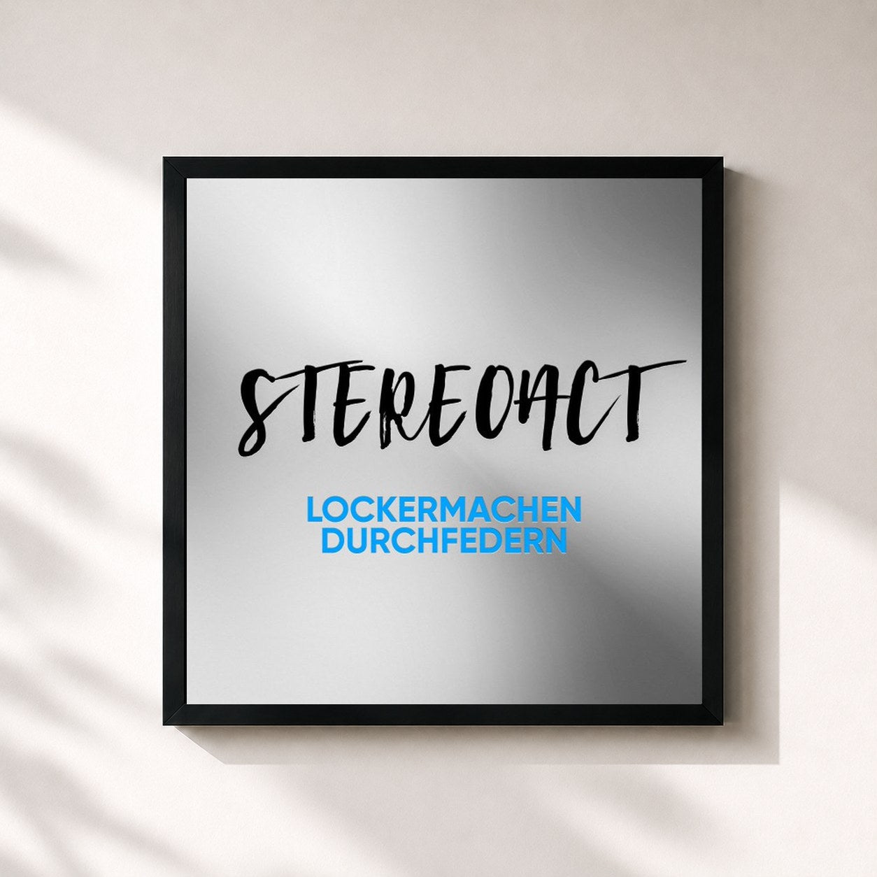 #noir Tableau carré de l'album Lockermachen Durchfedern de Stereoact, cadre noir 32x32 cm