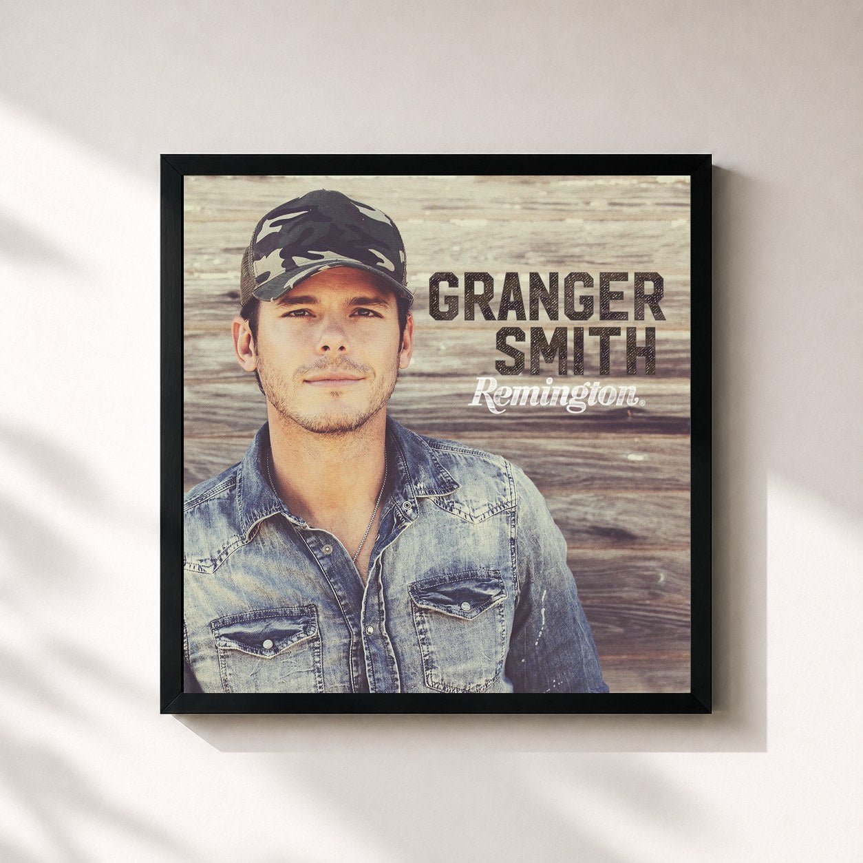 #noir Tableau carré de l'album Remington de Granger Smith, cadre noir 32x32 cm