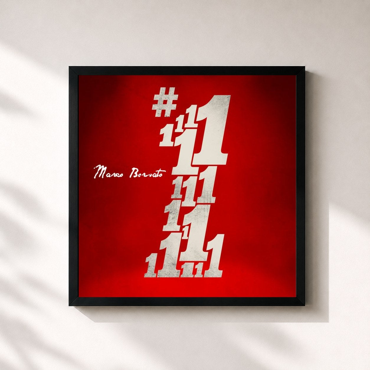 #noir Tableau carré de l'album #1 de Marco Borsato, cadre noir 32x32 cm