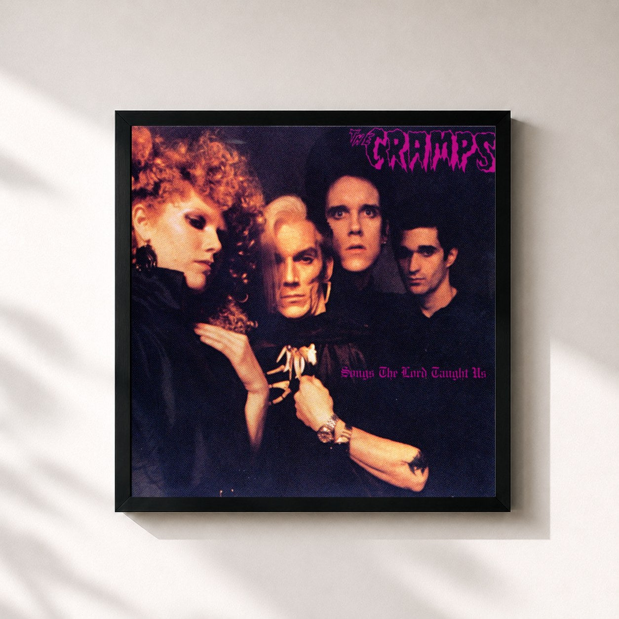 #noir Tableau carré de l'album Songs The Lord Taught Us de The Cramps, cadre noir 32x32 cm