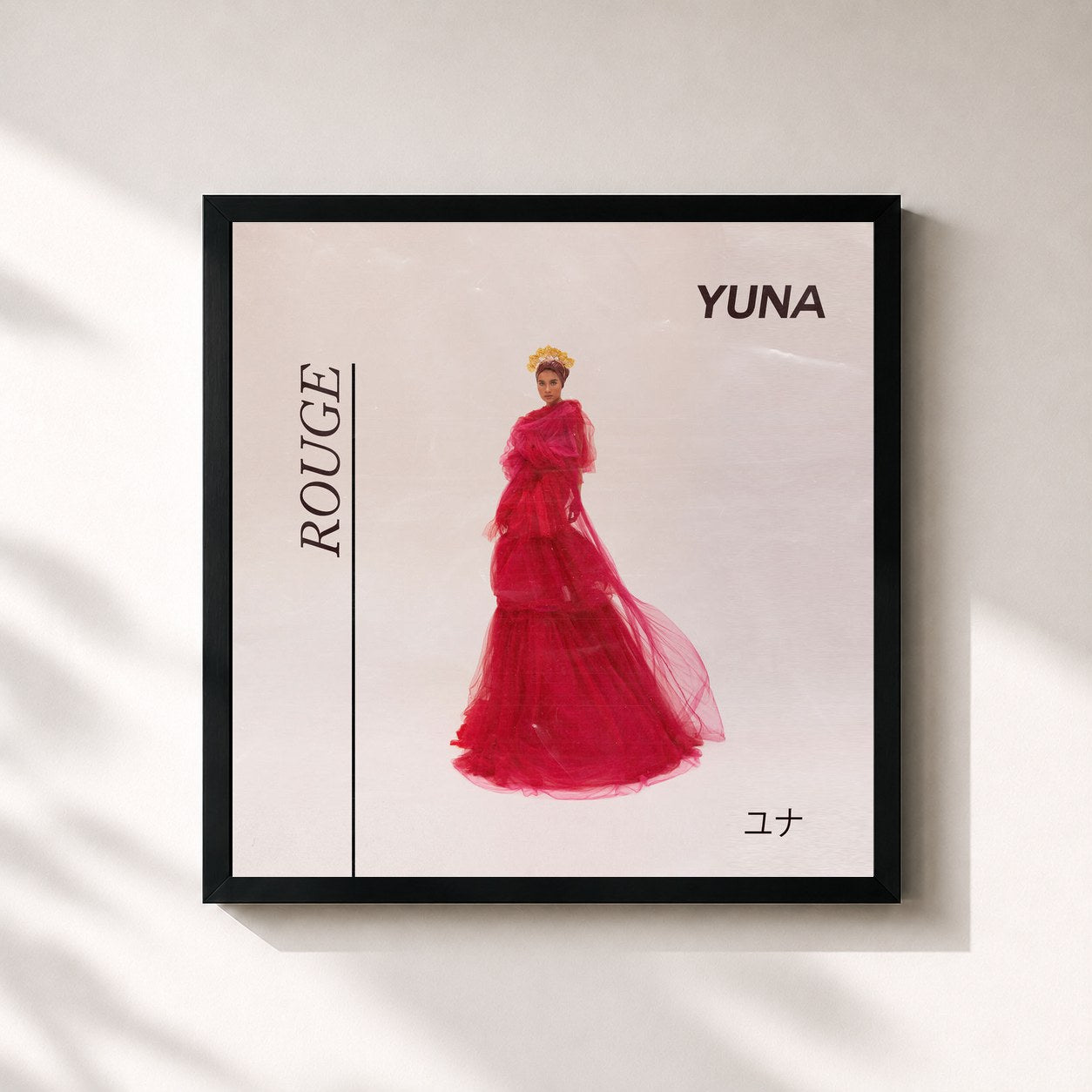 #noir Tableau carré de l'album Rouge de Yuna, cadre noir 32x32 cm