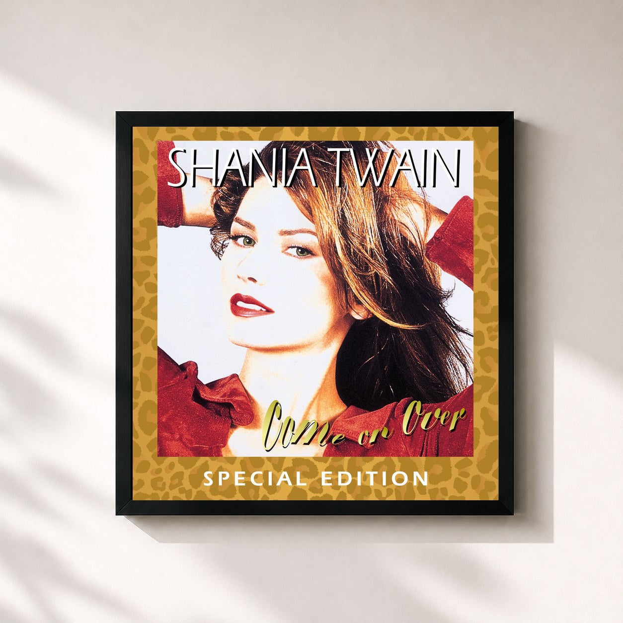 #noir Tableau carré de l'album Come On Over (Special Edition) de Shania Twain, cadre noir 32x32 cm