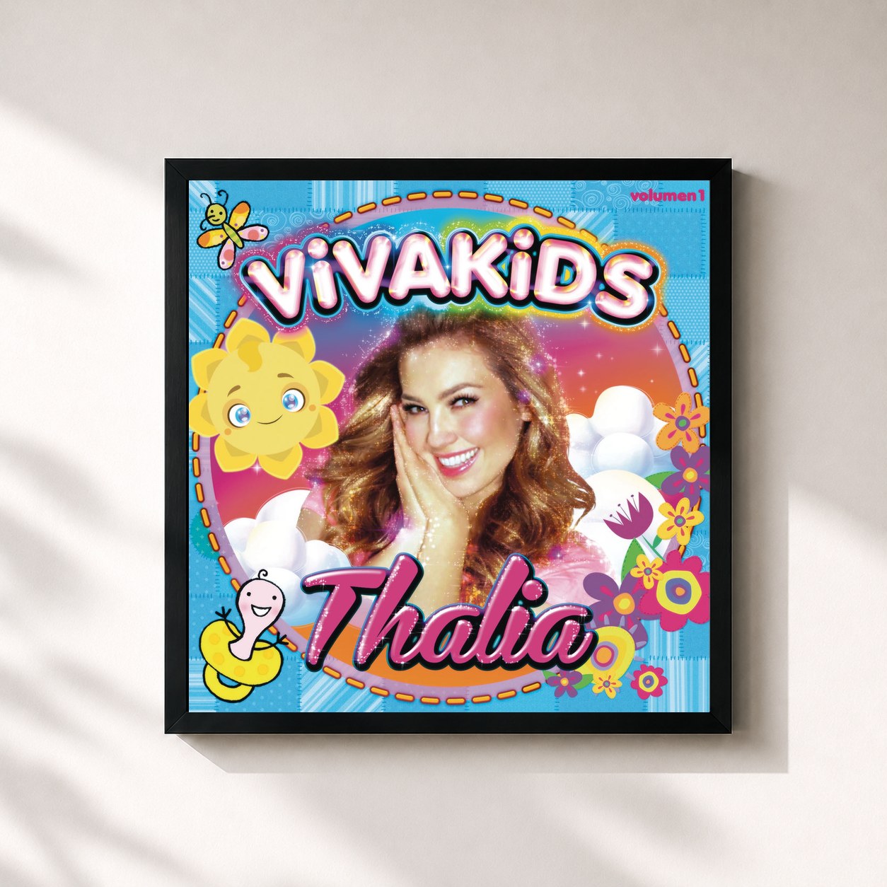 #noir Tableau carré de l'album Viva Kids, Vol. 1 de Thalia, cadre noir 32x32 cm