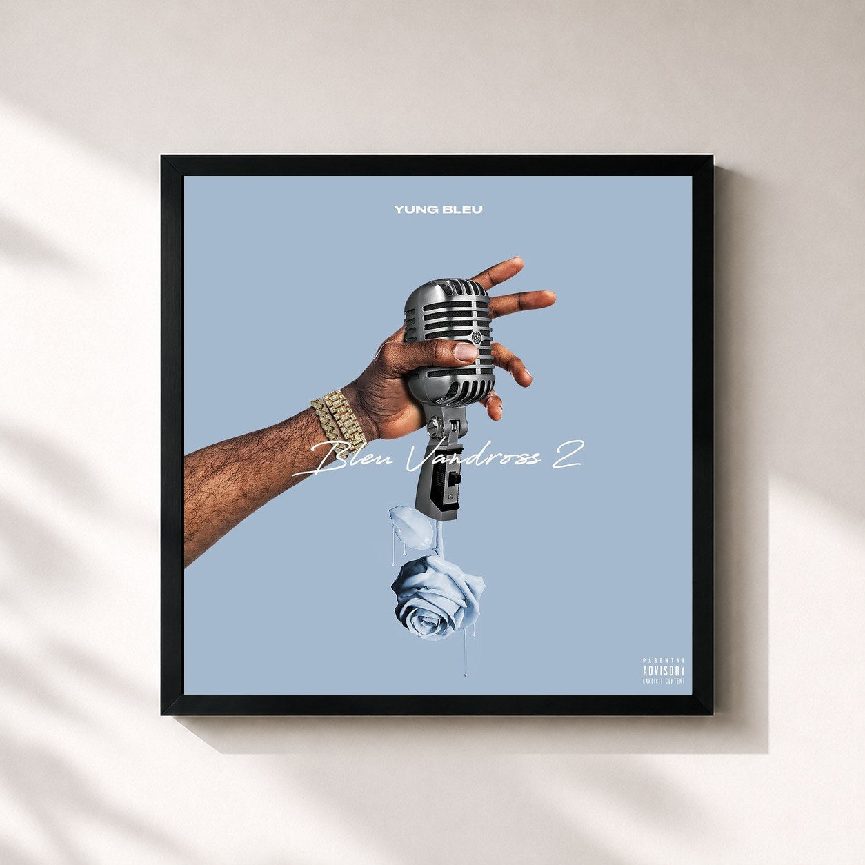 #noir Tableau carré de l'album Bleu Vandross 2 de Yung Bleu, cadre noir 32x32 cm