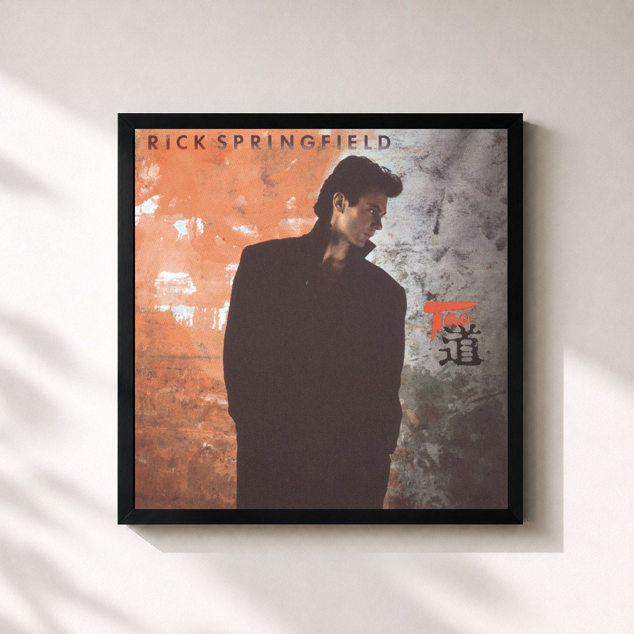 #noir Tableau carré de l'album Tao de Rick Springfield, cadre noir 32x32 cm